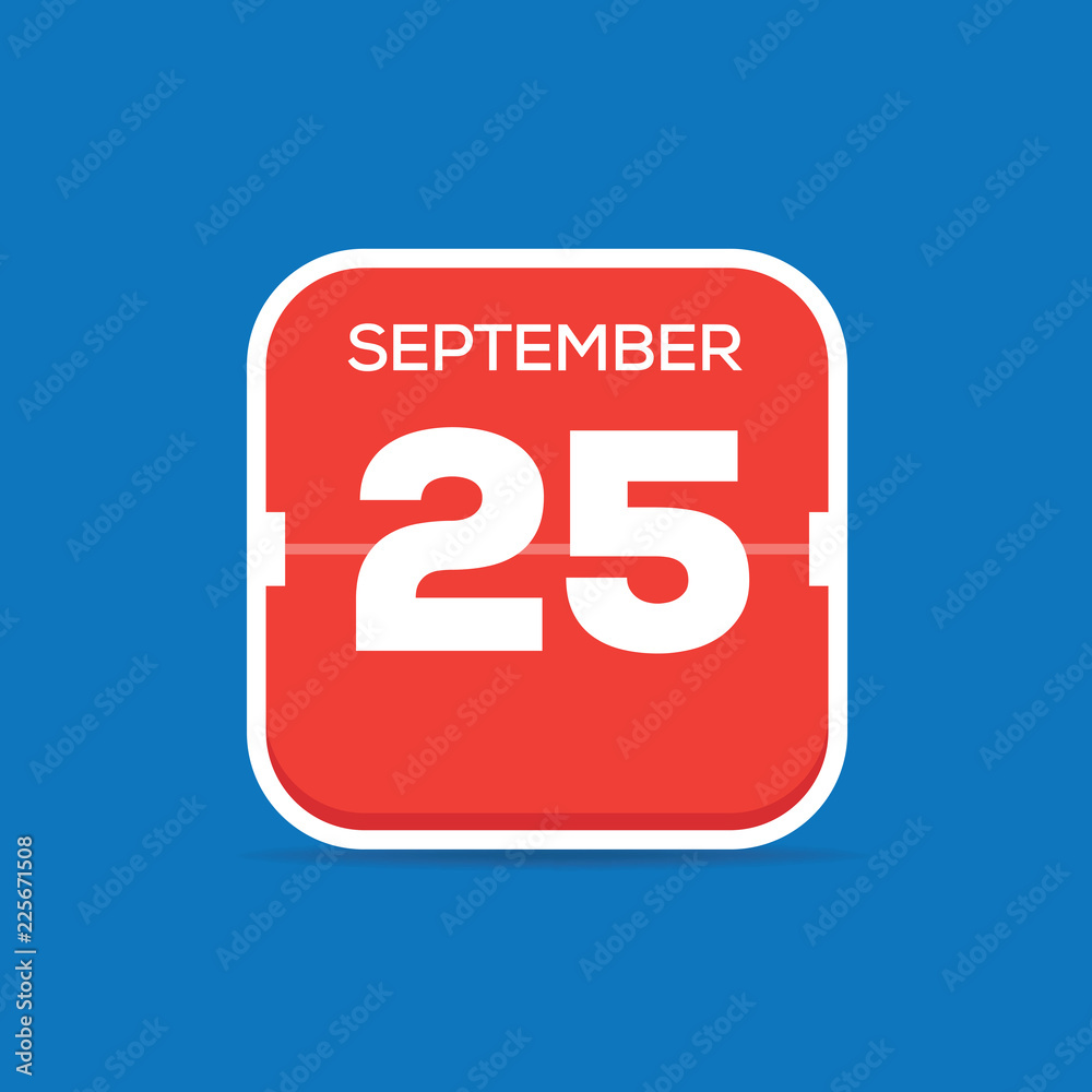 September 25 Calendar Flat Icon September 25 Calendar Flat Icon