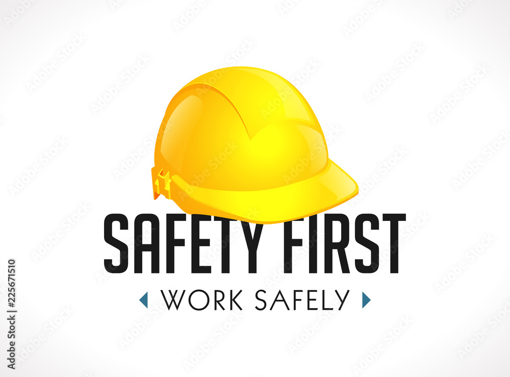 Safety first concept - work safely sign yellow helmet as warning sign
Safety first concept - work safely sign yellow helmet as warning sign