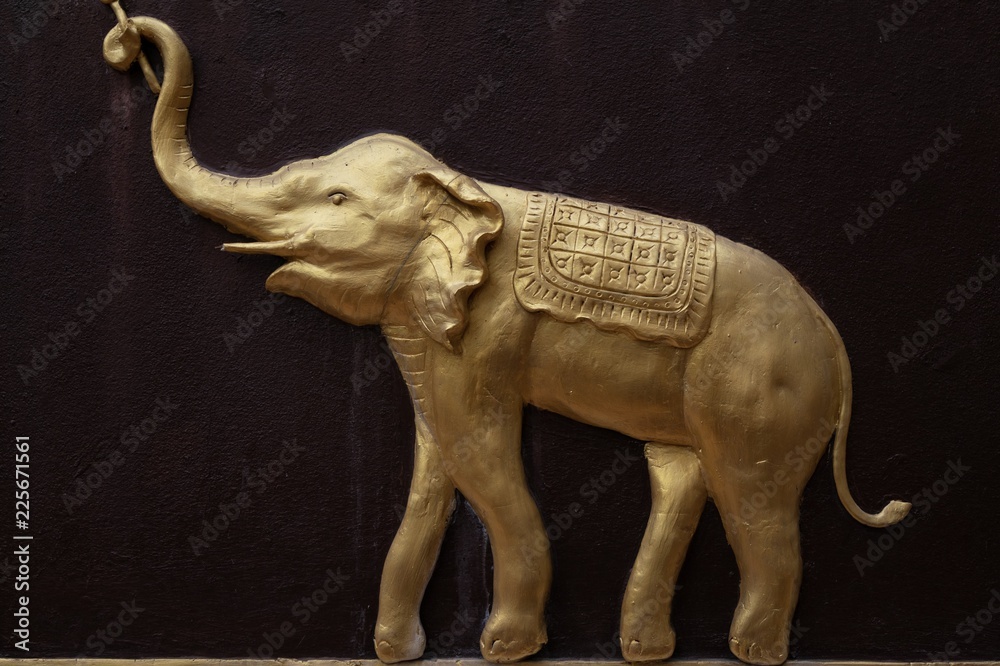 elephant golden statue in temple
