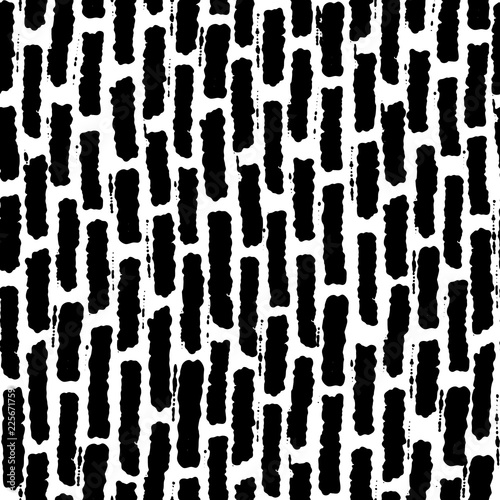 Ink hand drawn abstract seamless pattern with rectangular shapes