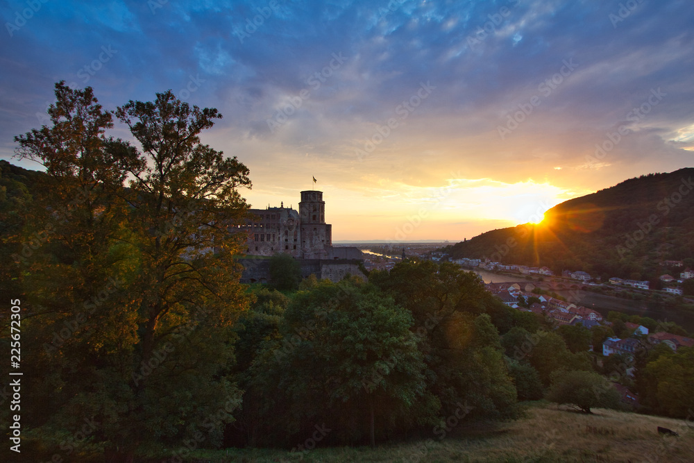 Heidelberger Schloss im Sonnenuntergang