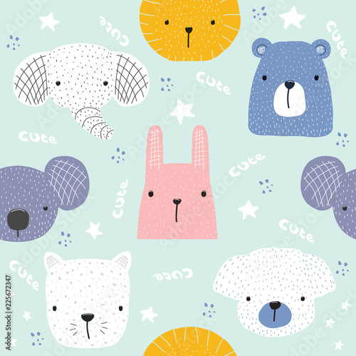 Photography Seamless pattern with cute animals