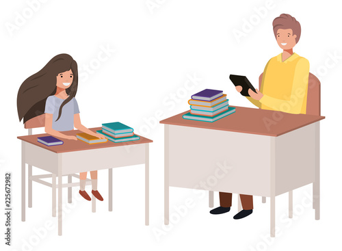 teacher in the classroom with student