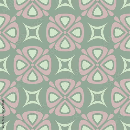 Floral seamless pattern. Olive green background with pale pink flower elements