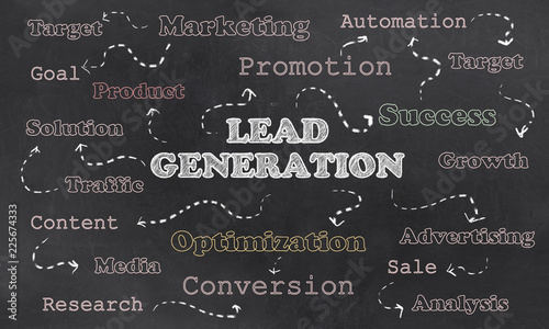 Concept of Lead Generation with Words on Blackboard
