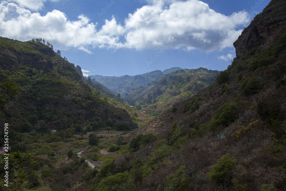 Gran Canaria, view along steep valley towards Las Cumbres