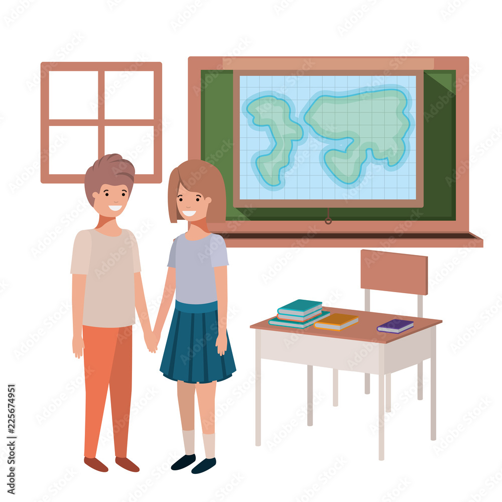 young students in geography classroom