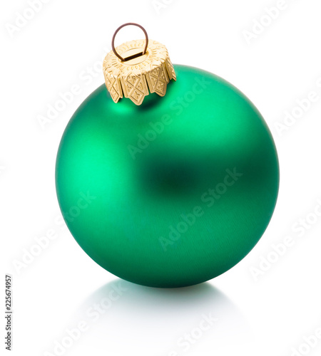 Christmas green bauble isolated on white background