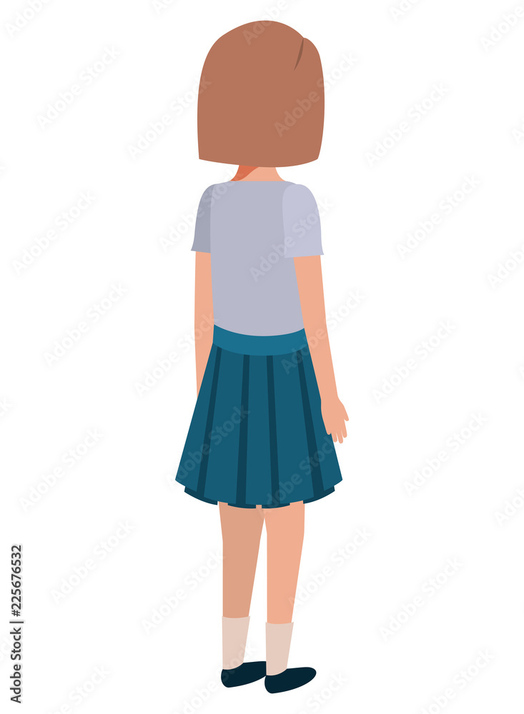 teenager back girl avatar character teenager back girl avatar character