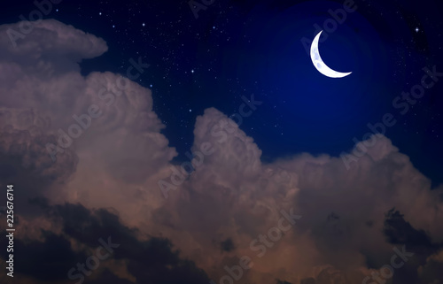Stars, moon and cumulonimbus in the night sky © alg2209