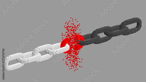 Broken voxel chain. Blockch...