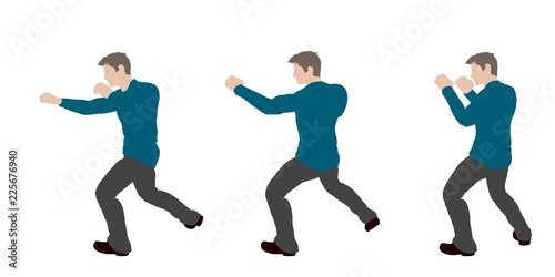 Man beats a punch. Isolated...