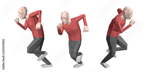 Low poly man running. Isola...