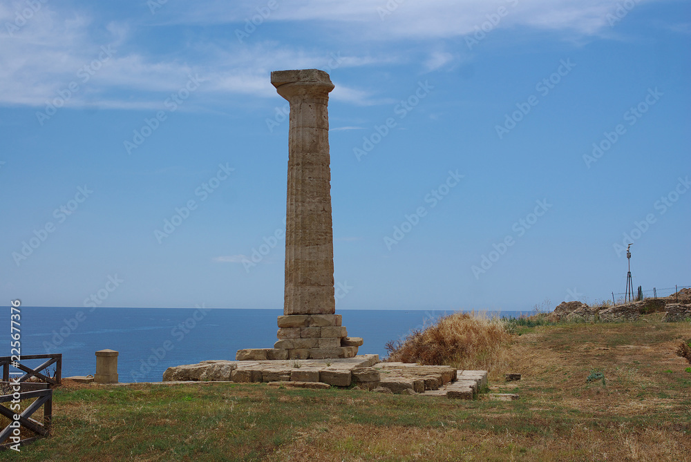 The last column of the temple dedicated to Hera Lacinia, Capo Colonna, Calabria, Italy