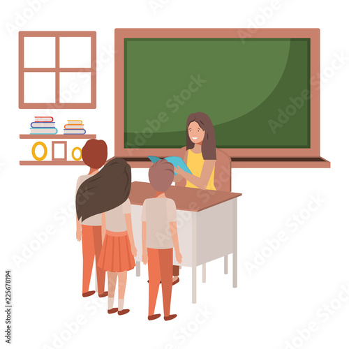 female teacher in the classroom with students