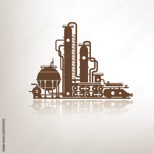 chemical, petrochemical or processing plant, heavy industry stylized vector symbol, design elements for emblem
