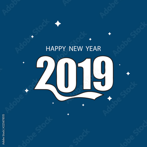 Flat Design background with party 2019. Happy New Year concept.