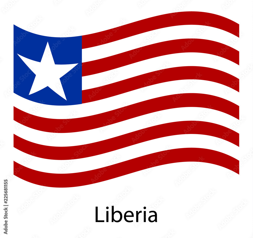 Liberia flag. Isolated national flag of Liberia. Waving flag of the Republic of Liberia.