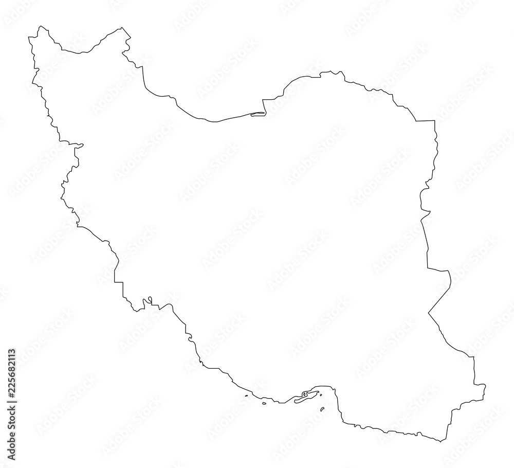 Iran map outline vector illustration isolated on white background