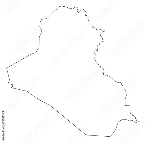 Iraq map outline vector illustration isolated on white background