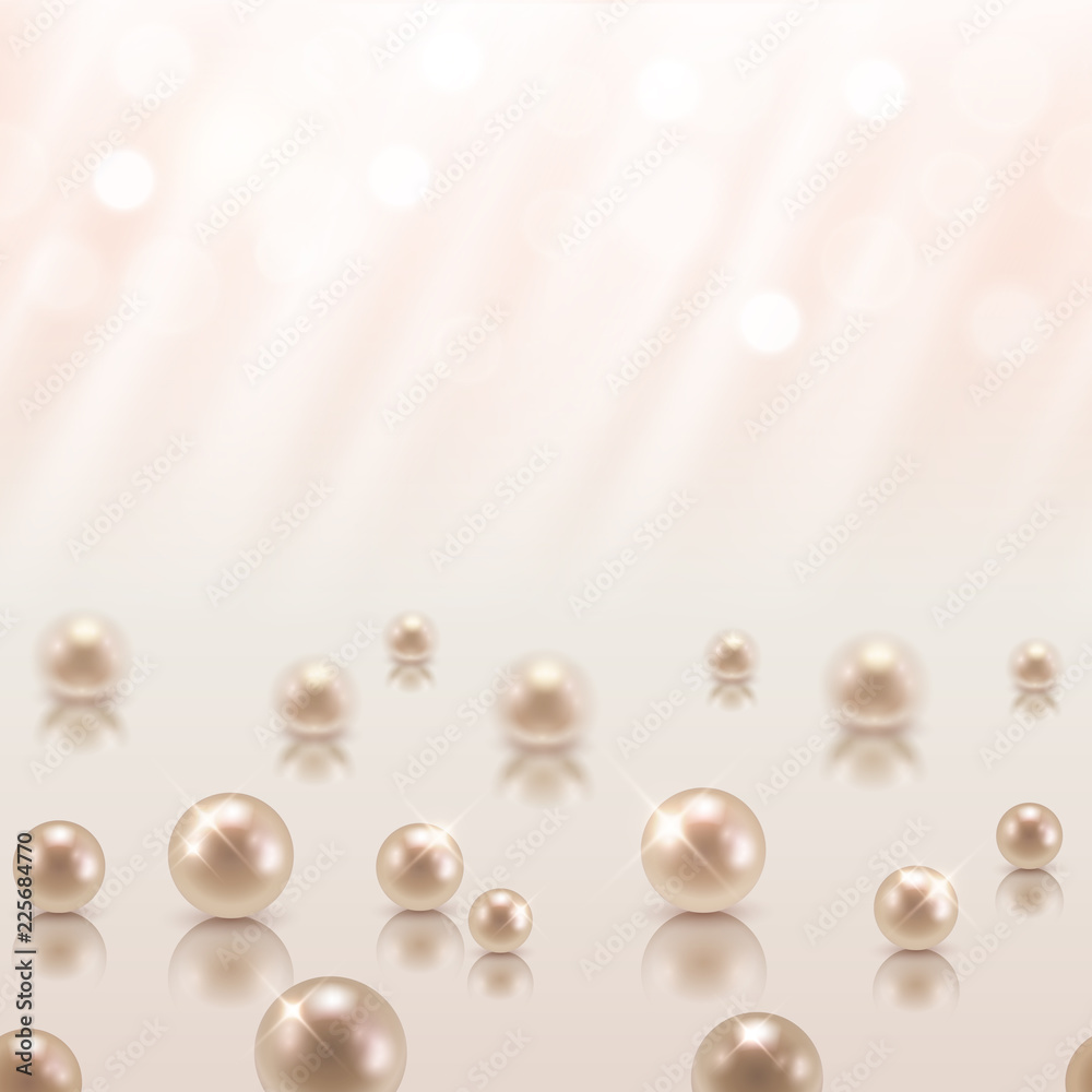 Vector beautiful shiny pearls on light pink background with blurred lights - seamless pattern Vector beautiful shiny pearls on light pink background with blurred lights - seamless pattern