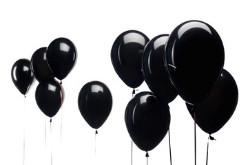 black balloons isolated on white background for black friday