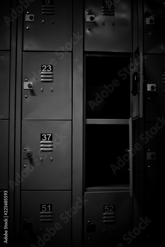 row of lockers with dramatic lighting