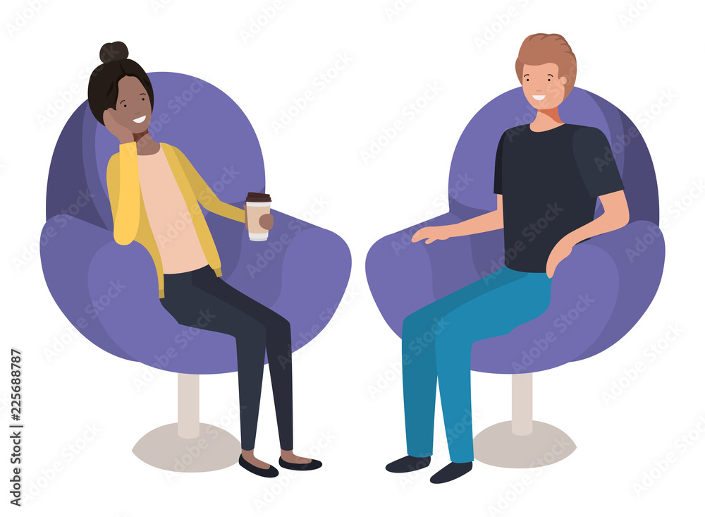 couple in sofa drinking coffee