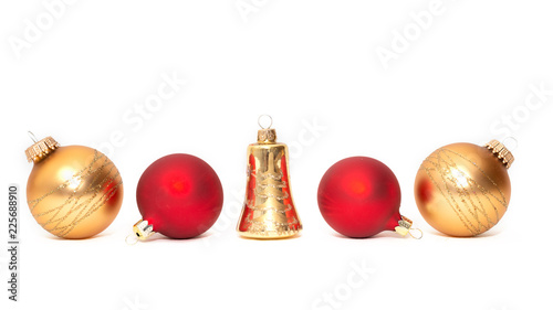 Weihnachten Banner gold und rot, Glocke, Kugel