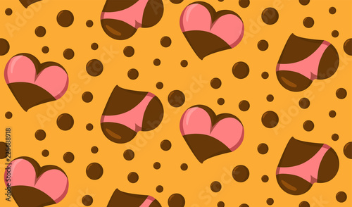 Seamless pattern with Stylized Heart icons with underwear, ass in bikini and boobs in bra. Good for Valentine s Day love greeting card, poster, banner, logo, icon for lingerie shop or sex shop