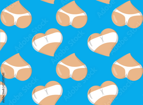 Seamless pattern with Stylized Heart icons with underwear, ass in bikini and boobs in bra. Good for Valentine s Day love greeting card, poster, banner, logo, icon for lingerie shop or sex shop