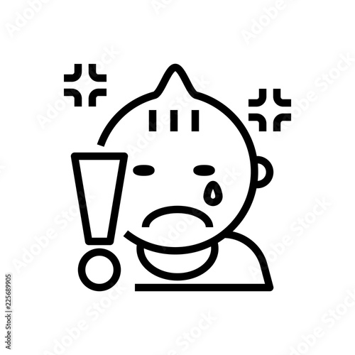 baby angry and cry line icon