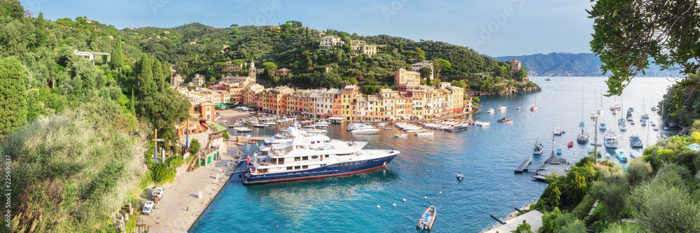 Panorama of Luxury harbour of Portofino, Liguria, Italy