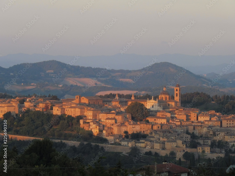 panoramic view of the city of Urbino, Italy