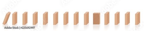 Buck the system. One domino piece is put cross and resists by blocking the chain reaction. Symbol for firmness, strength, steadfastness, refusal, resistance or imperturbability.