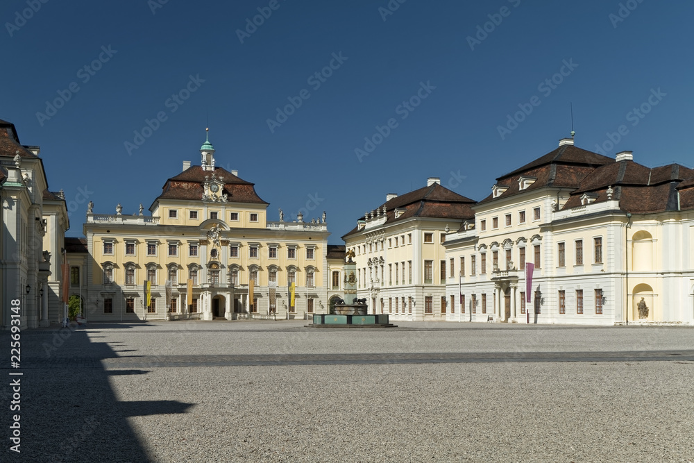  Ludwigsburg, Germany – a historic fountain in the palace's courtyard.