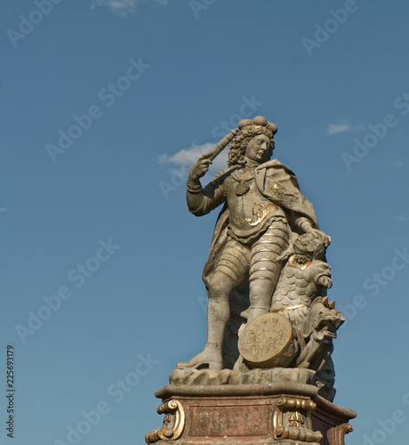 Ludwigsburg, Germany – stone statue of the king in the crown.