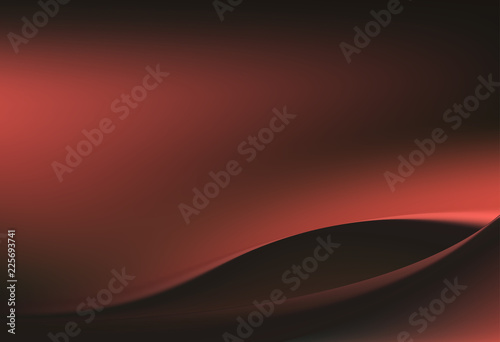 Silk red scarlet satin background with soft delicate folds and ribbons.