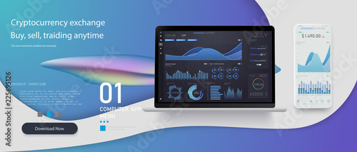 Market trade. Binary option. Trading platform, account. Press Call and Win transaction. Money Making, business. Market analysis. Investing. Screen of user interface for phone, laptop. 