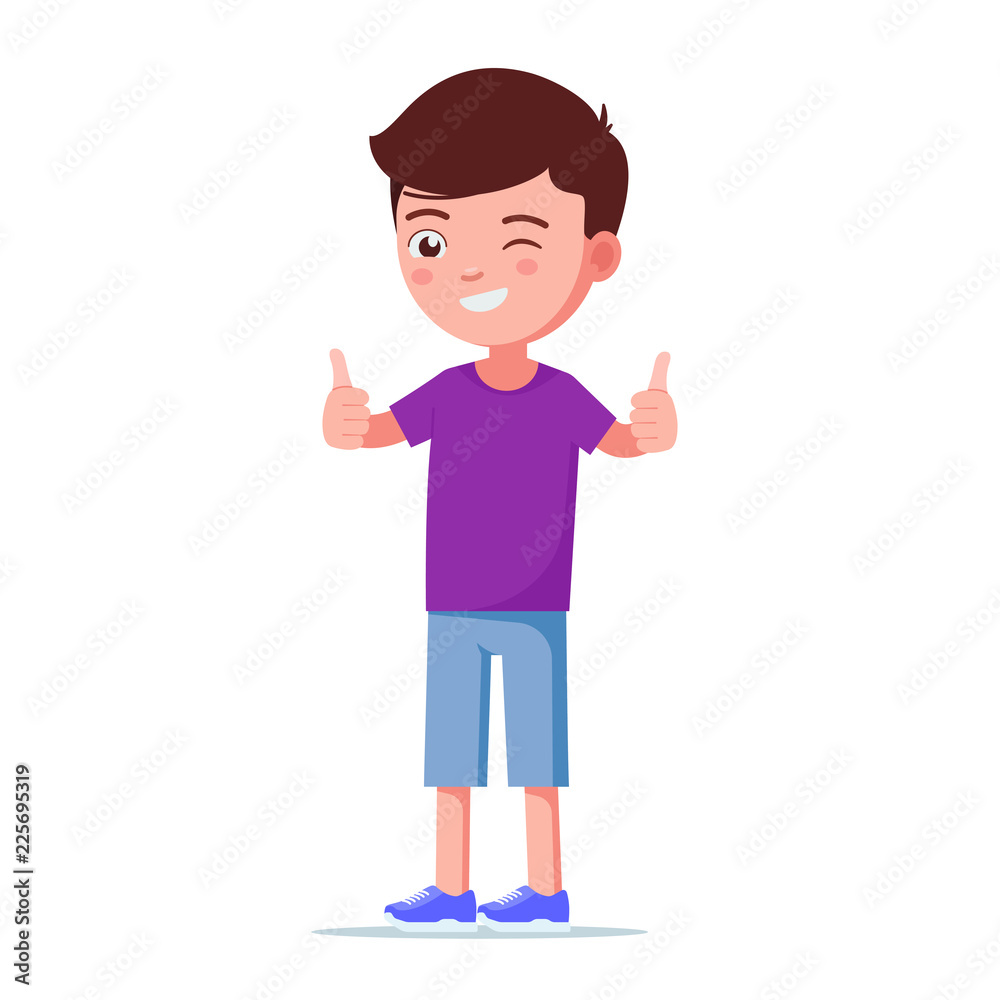 Vector illustration cartoon boy showing thumbs up