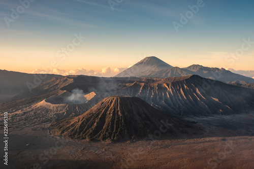 Mount volcano an active, Kawah Bromo, Gunung Batok at sunrise