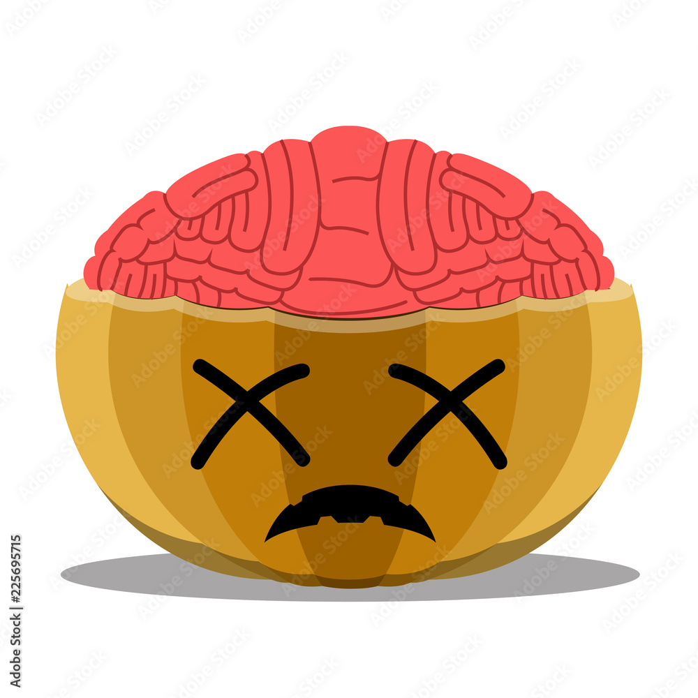 Dead halloween pumpkin with its brain out. Vector illustration design Dead halloween pumpkin with its brain out. Vector illustration design
