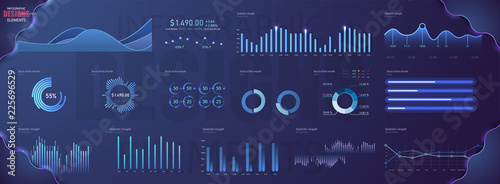 Modern modern infographic vector template with statistics graphs and finance charts. Diagram template and chart graph, graphic information visualization illustration