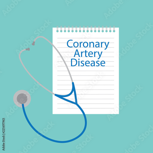 Coronary artery disease written in a notebook- vector illustration