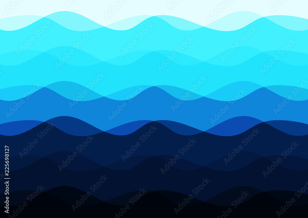 Blue abstract background with curves lines and gradient.