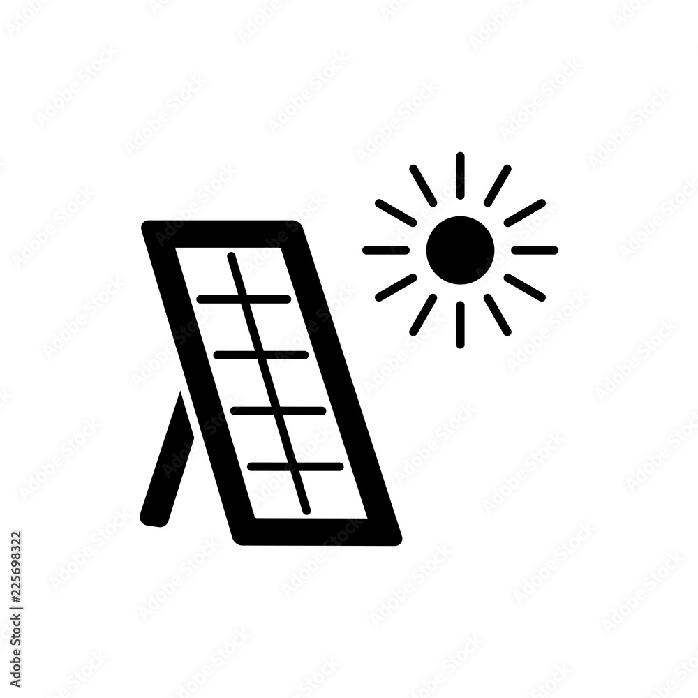 Black & white vector illustration of solar thermal panel. House heating system. Flat icon. Isolated object on white background. Black & white vector illustration of solar thermal panel. House heating system. Flat icon. Isolated object on white background.