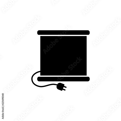 Black & white vector illustration of infrared heating panel. Flat icon of portable wall mounted heater. Isolated on white background.