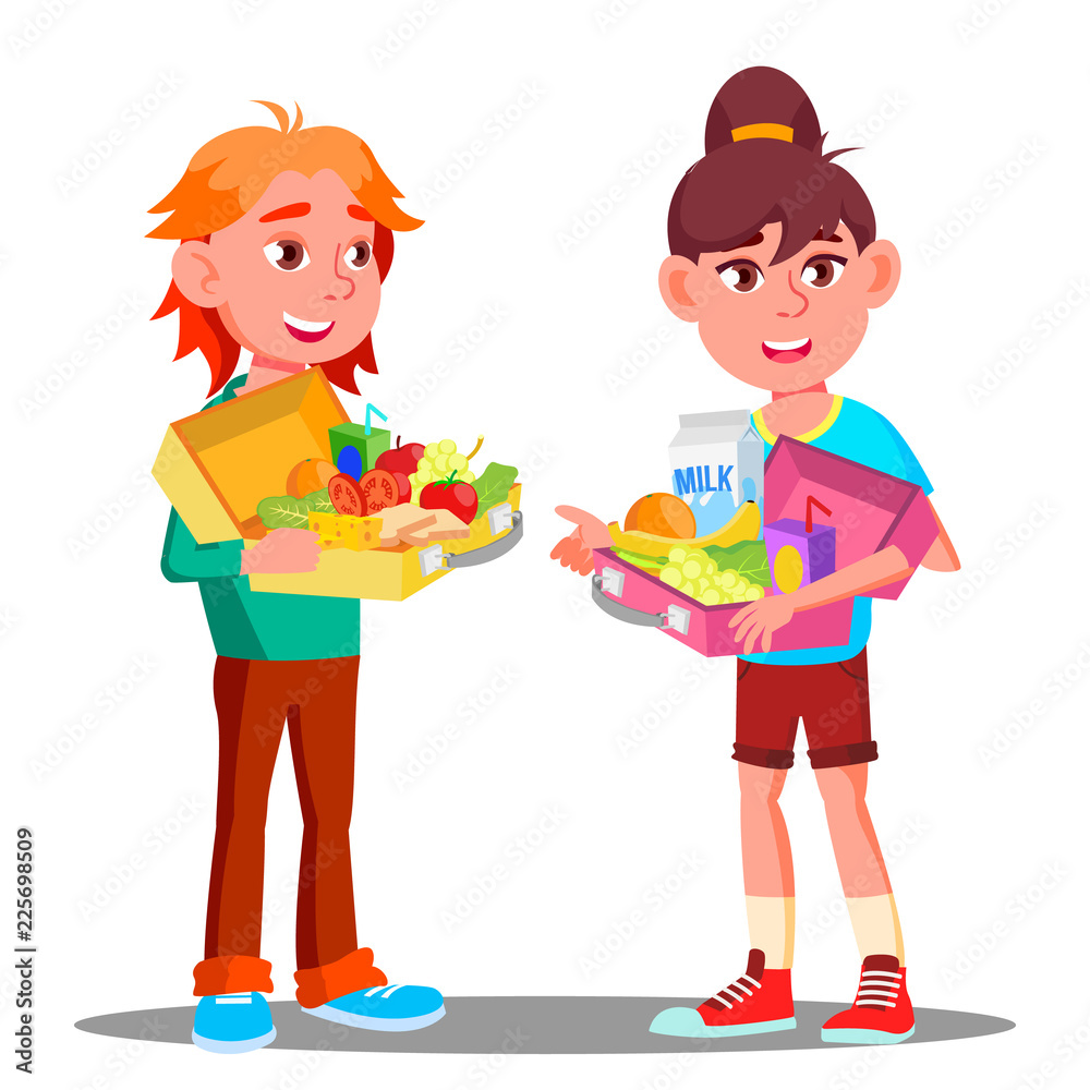 Healthy Food For Little Children Vector. Lunch Box. Isolated Illustration Healthy Food For Little Children Vector. Lunch Box. Isolated Illustration