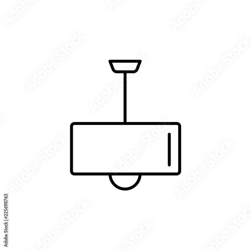 Vector illustration of modern ceiling lamp. Line icon of drum light. Simple pendant for home & office. Isolated on white background.