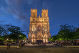 Reims cathedral summer night light show, Champagne region, France